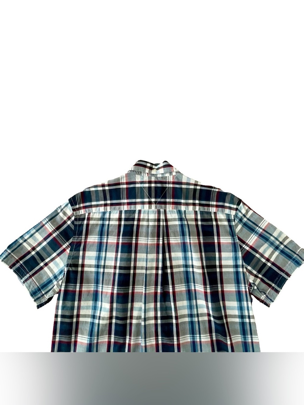 Tommy Hilfiger Navy & White Plaid Short-Sleeve Button-Down Shirt Men’s L NWOT - Picture 6 of 12